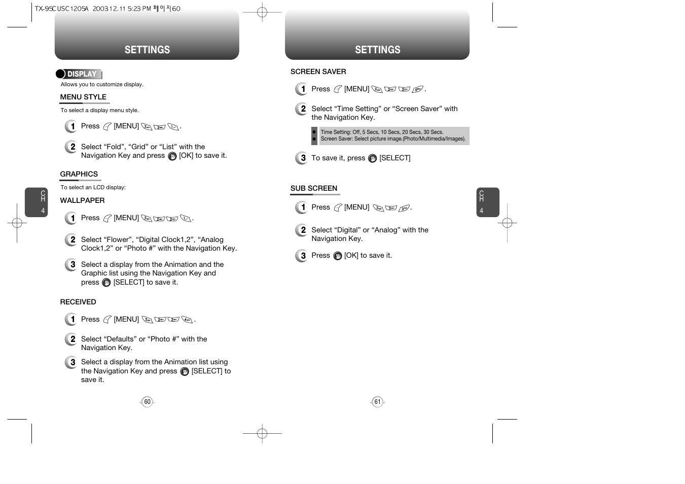 Settings | Audiovox CDM-8900 User Manual | Page 32 / 69