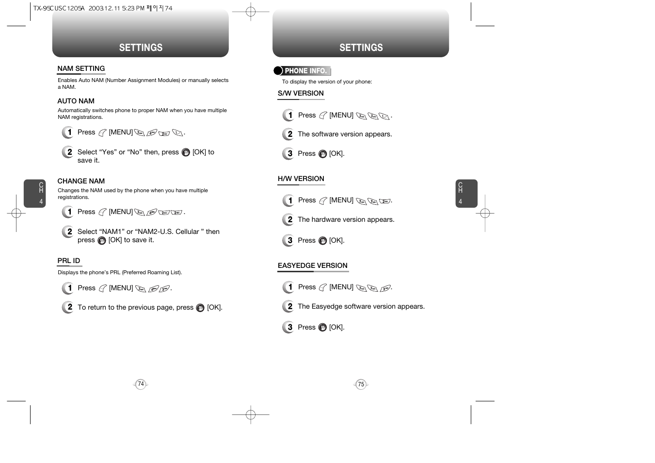 Settings | Audiovox CDM-8900 User Manual | Page 39 / 69