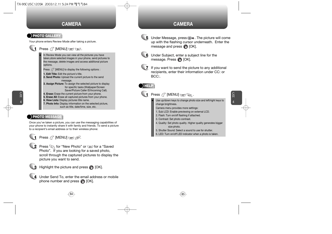 Camera | Audiovox CDM-8900 User Manual | Page 44 / 69