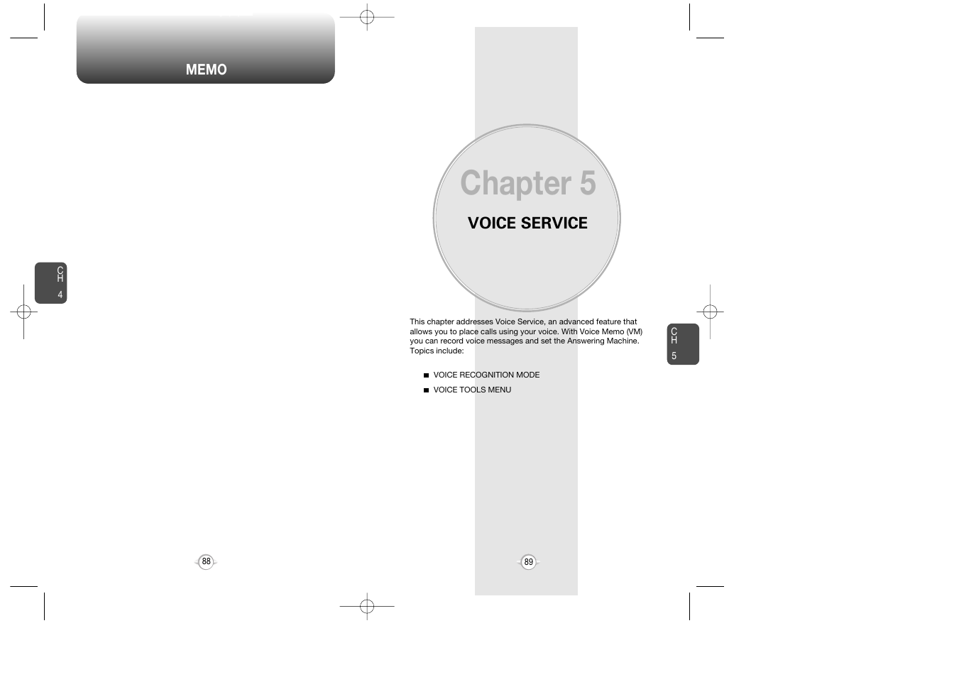 Chapter 5, Voice service | Audiovox CDM-8900 User Manual | Page 46 / 69