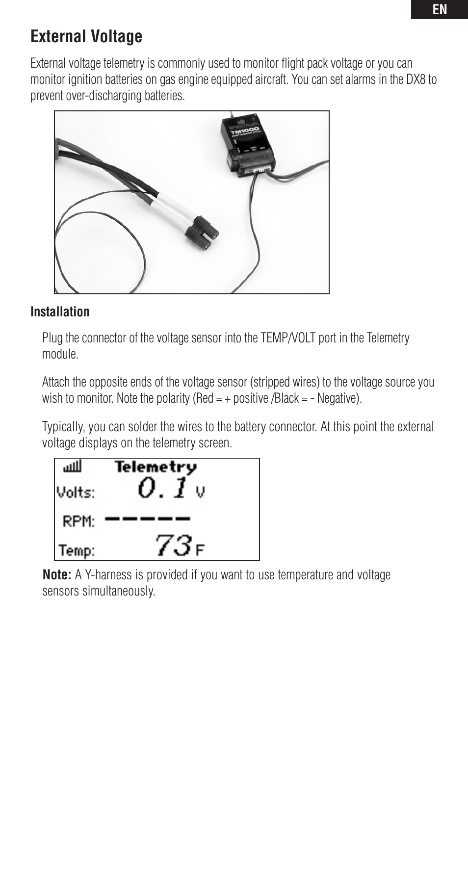 External voltage | Spektrum SPM9548 User Manual | Page 7 / 13