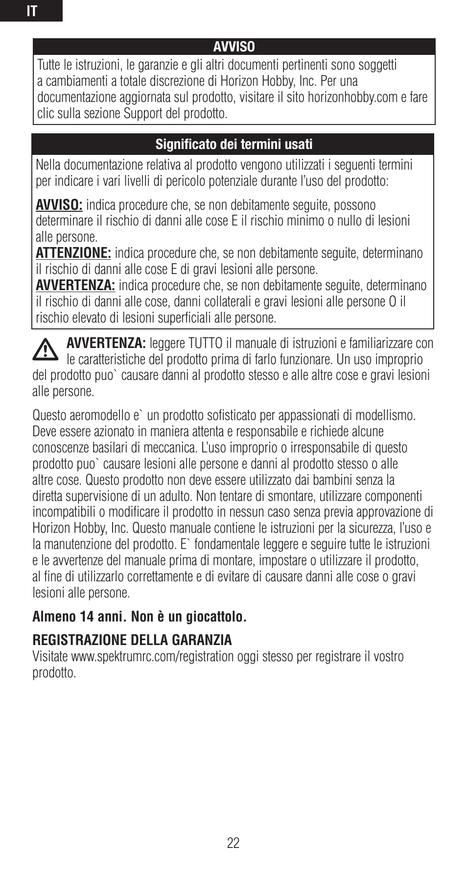 Spektrum SPM9540 User Manual | Page 22 / 28