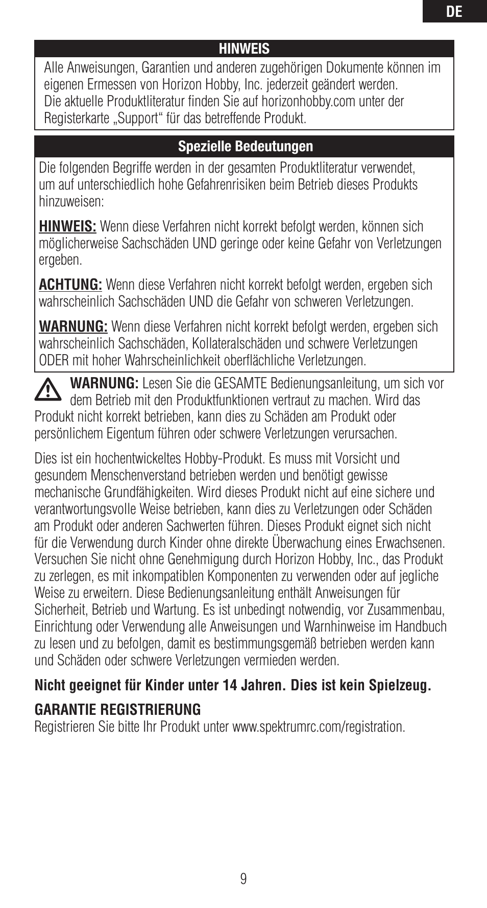 Spektrum SPM9540 User Manual | Page 9 / 28