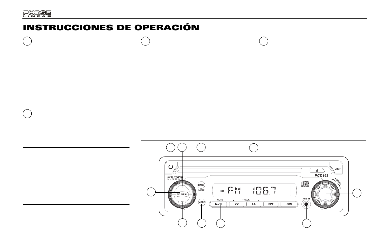 Instrucciones de operación | Audiovox PCD163 User Manual | Page 20 / 46