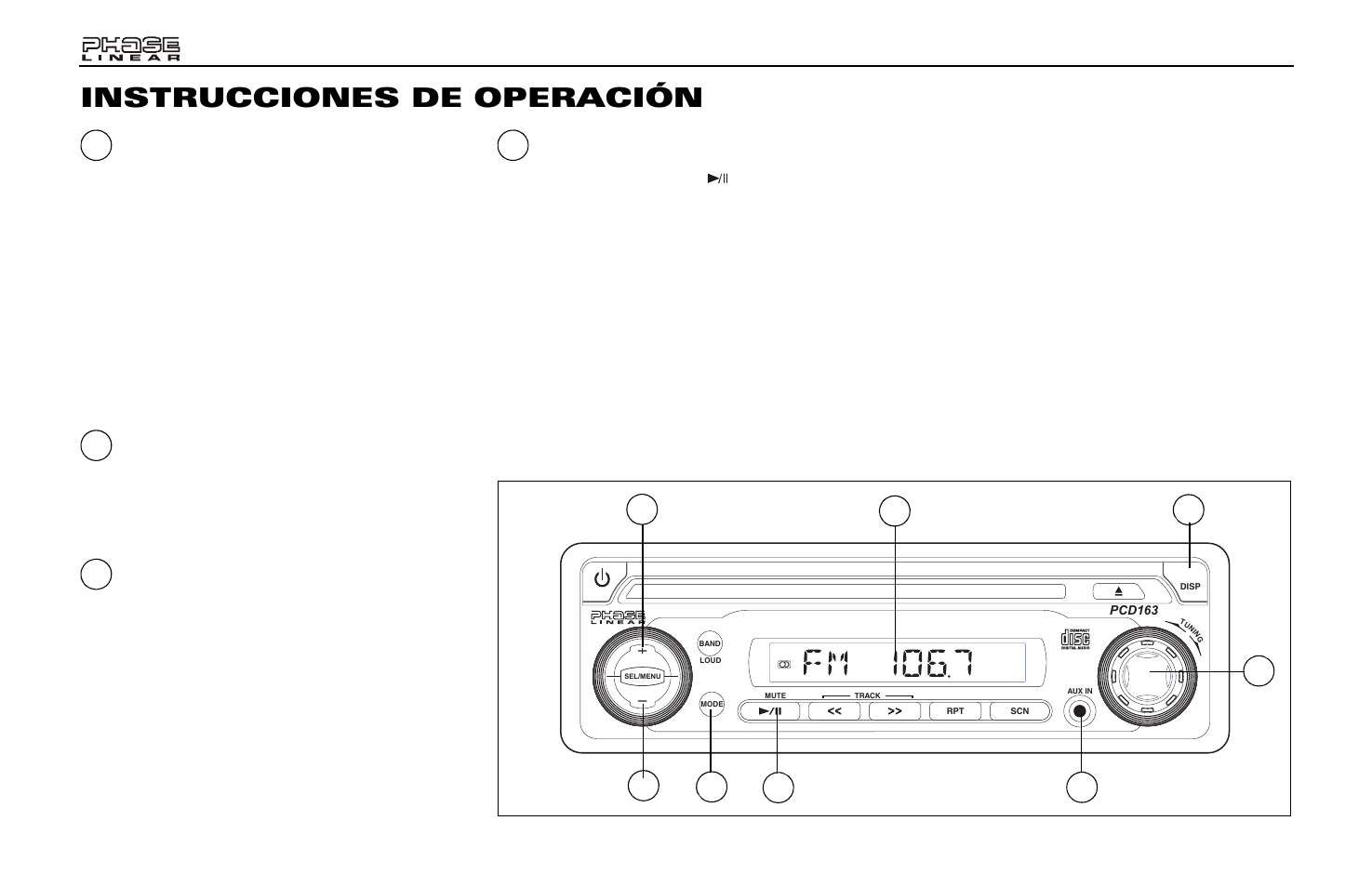 Instrucciones de operación | Audiovox PCD163 User Manual | Page 22 / 46