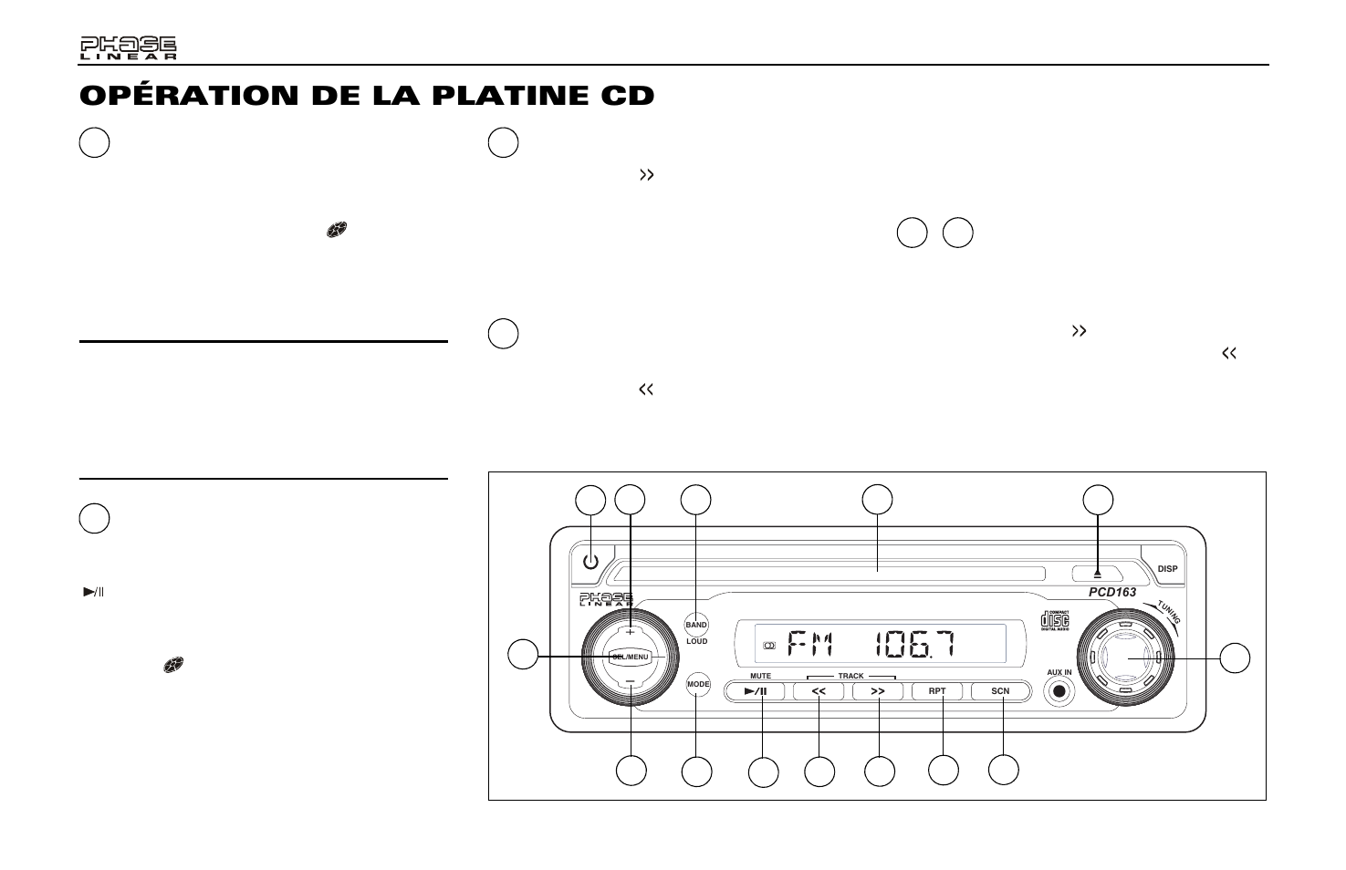 Opération de la platine cd | Audiovox PCD163 User Manual | Page 38 / 46