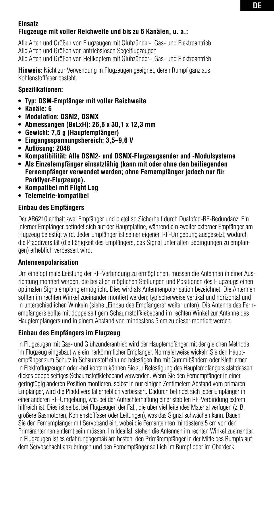 Spektrum SPMAR6210 User Manual | Page 13 / 44