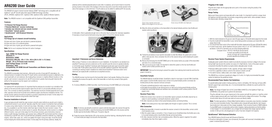 Spektrum SPMAR6200 User Manual | 2 pages