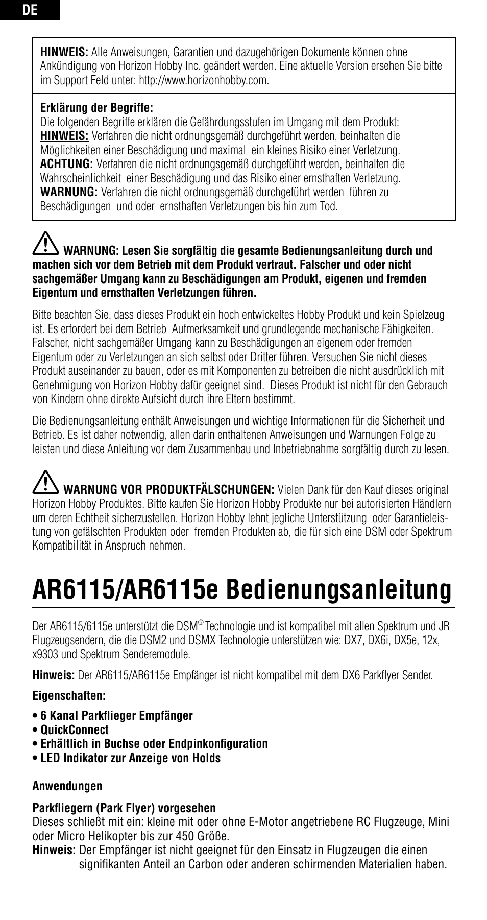 Spektrum SPMAR6115 User Manual | Page 11 / 40