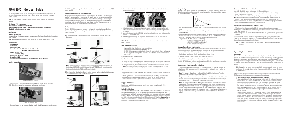 Spektrum SPMAR6110 User Manual | 2 pages