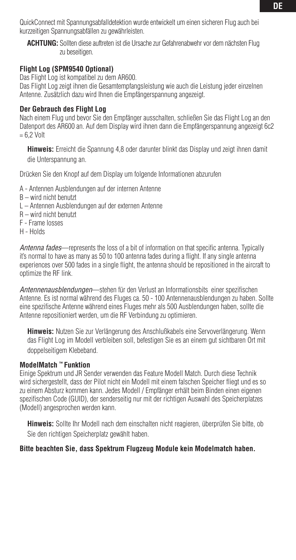 Spektrum SPMAR600 User Manual | Page 19 / 44