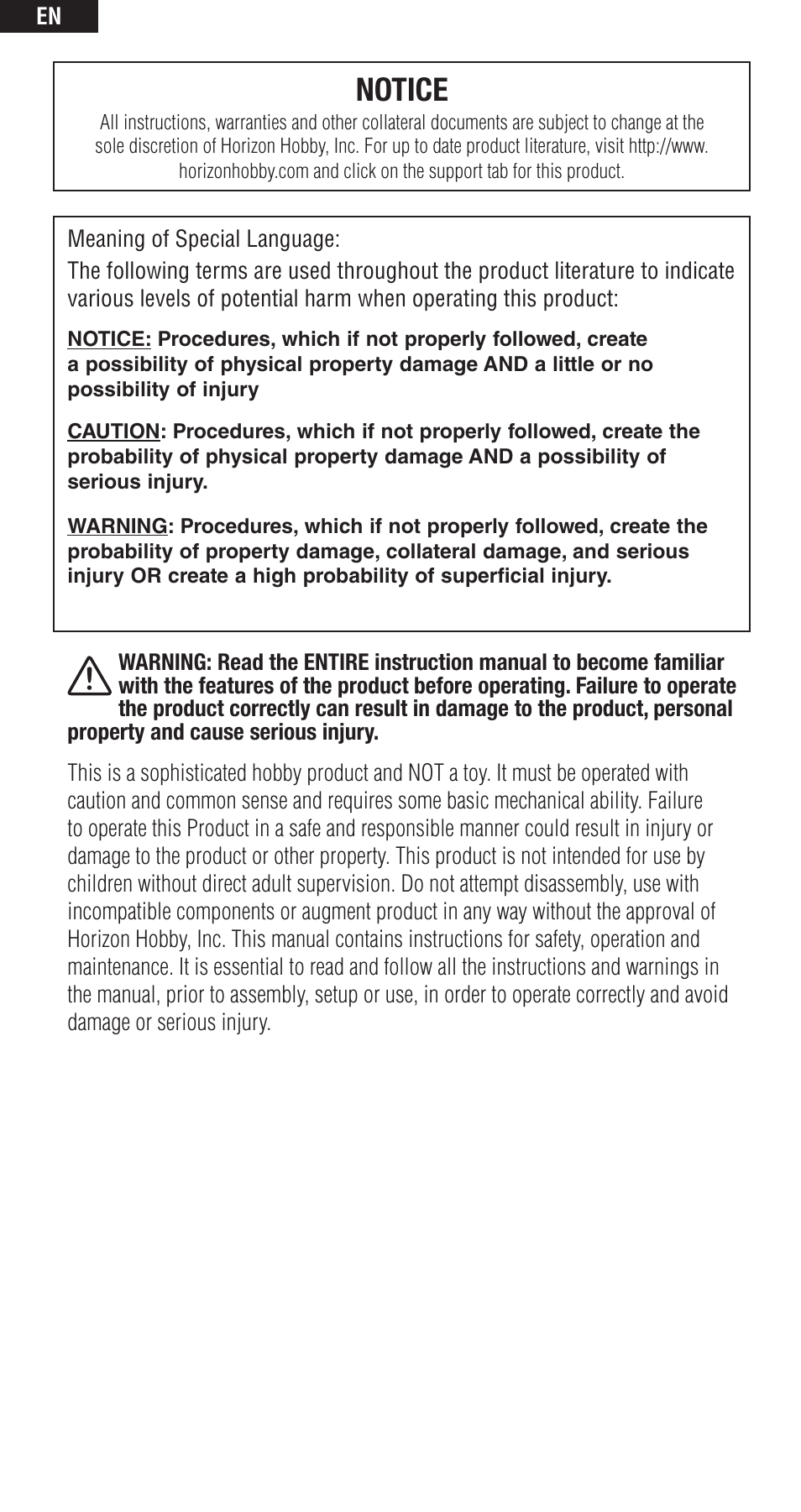 Notice | Spektrum SPMAR600 User Manual | Page 2 / 44