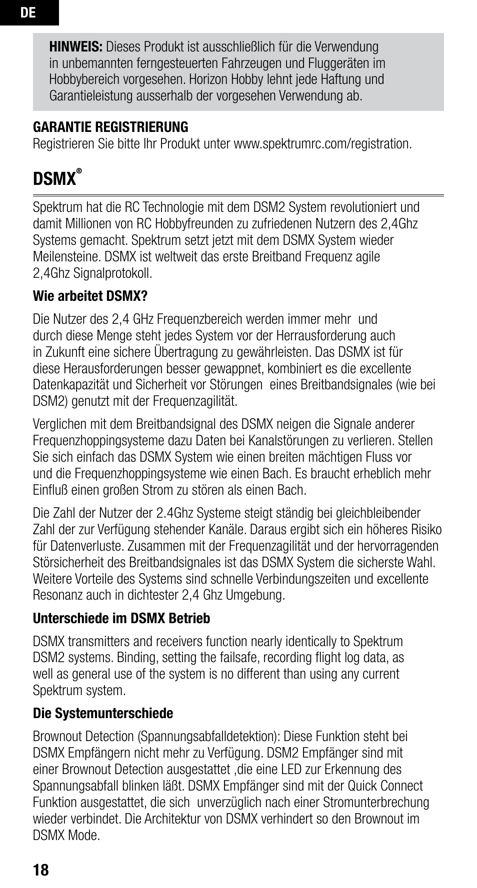 Dsmx | Spektrum SPMAR400 User Manual | Page 18 / 64