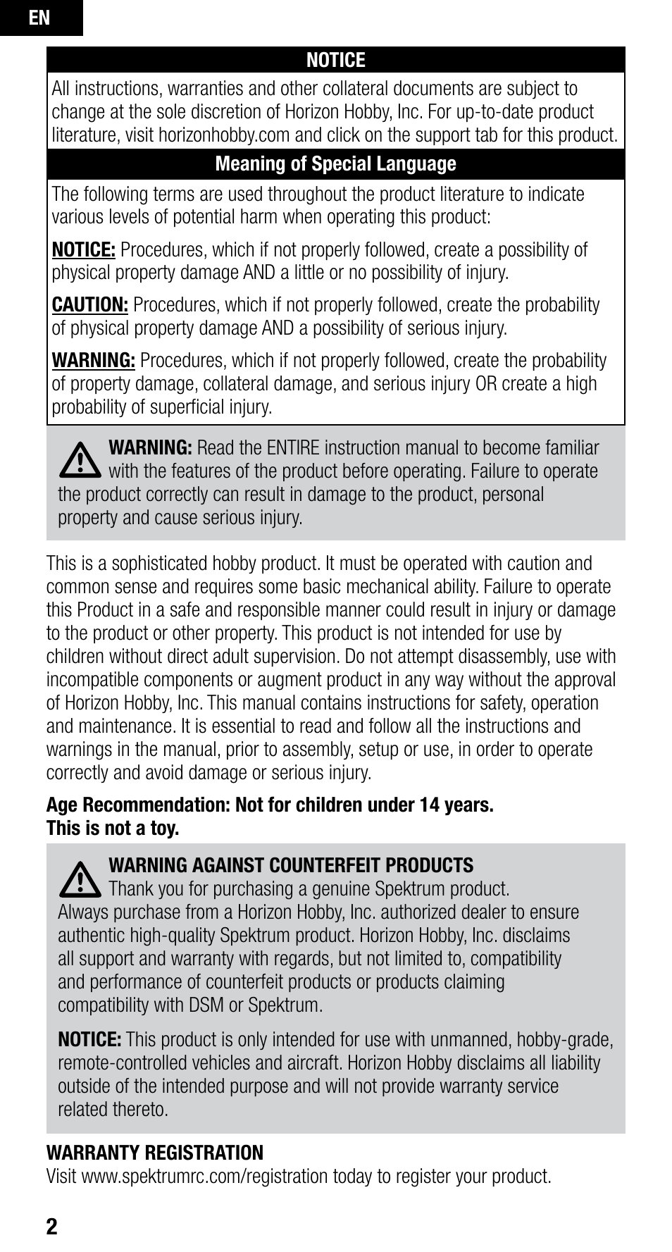 Spektrum SPMAR400 User Manual | Page 2 / 64