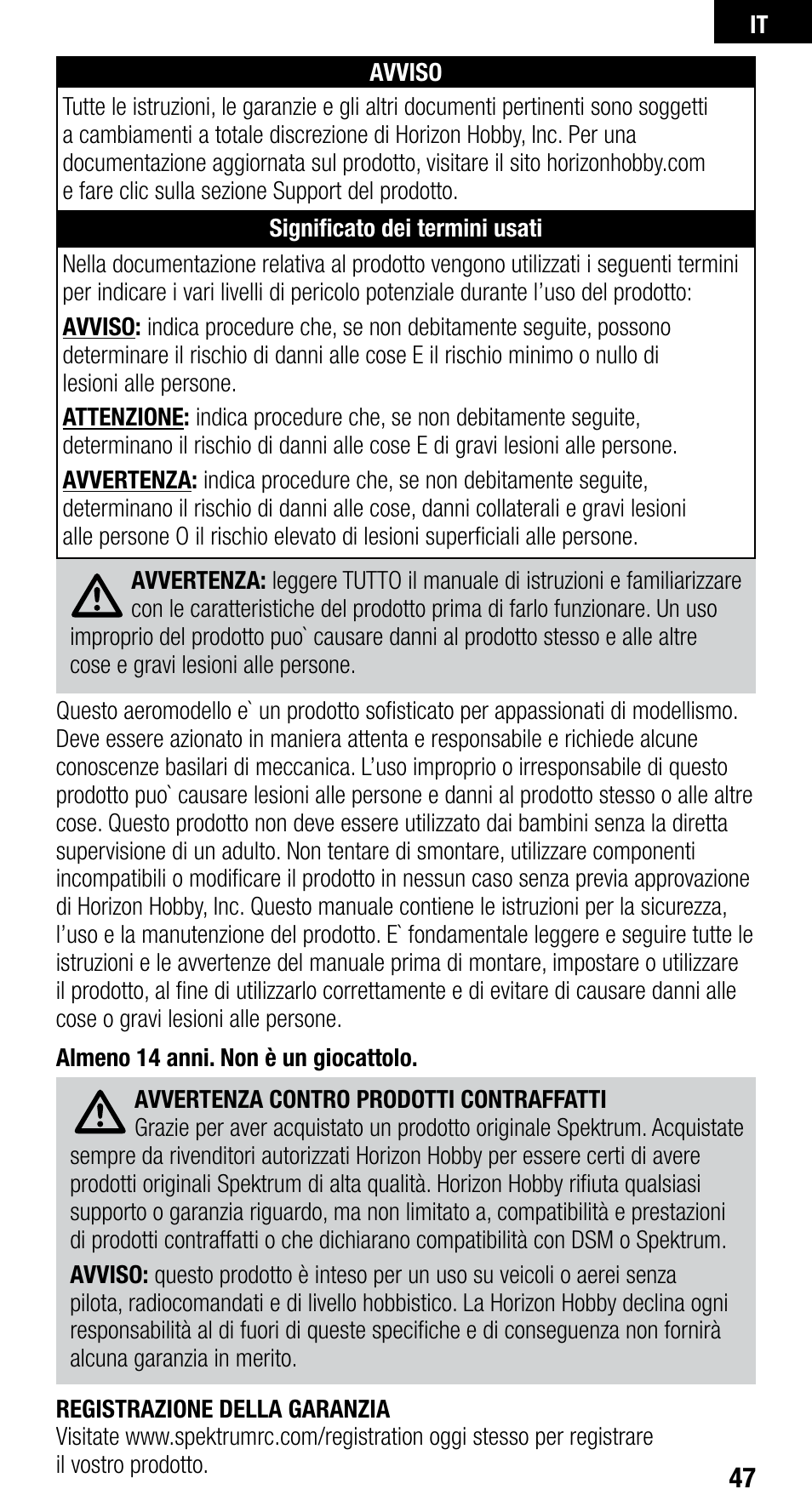 Spektrum SPMAR400 User Manual | Page 47 / 64