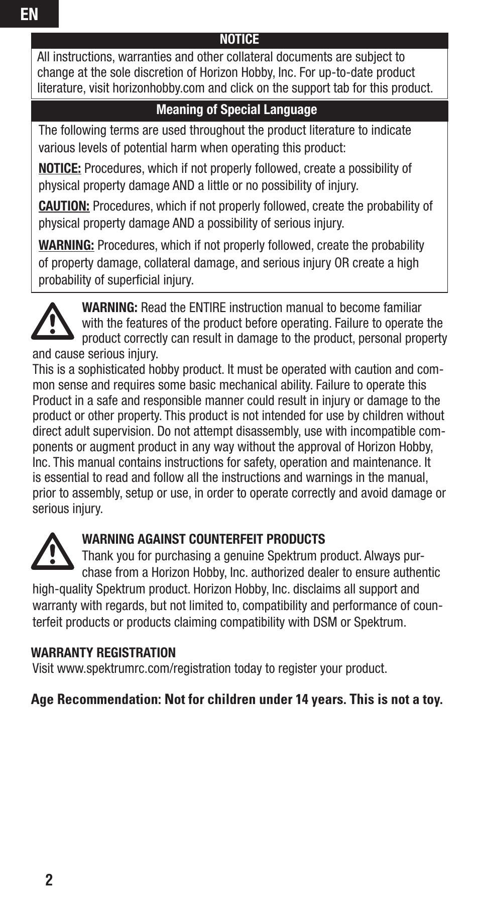 Spektrum SPMAR12200 User Manual | Page 2 / 25