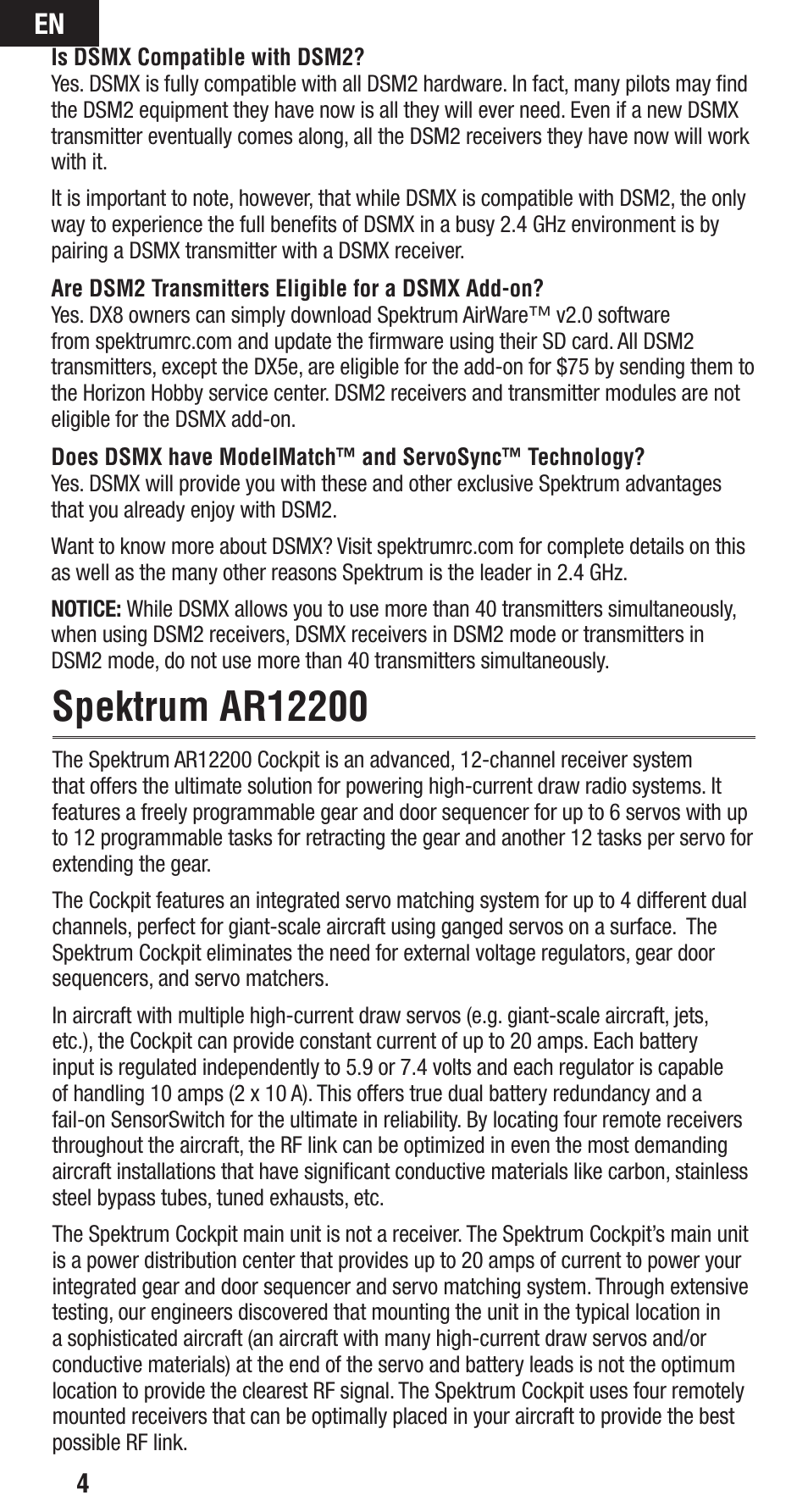Spektrum SPMAR12200 User Manual | Page 4 / 25