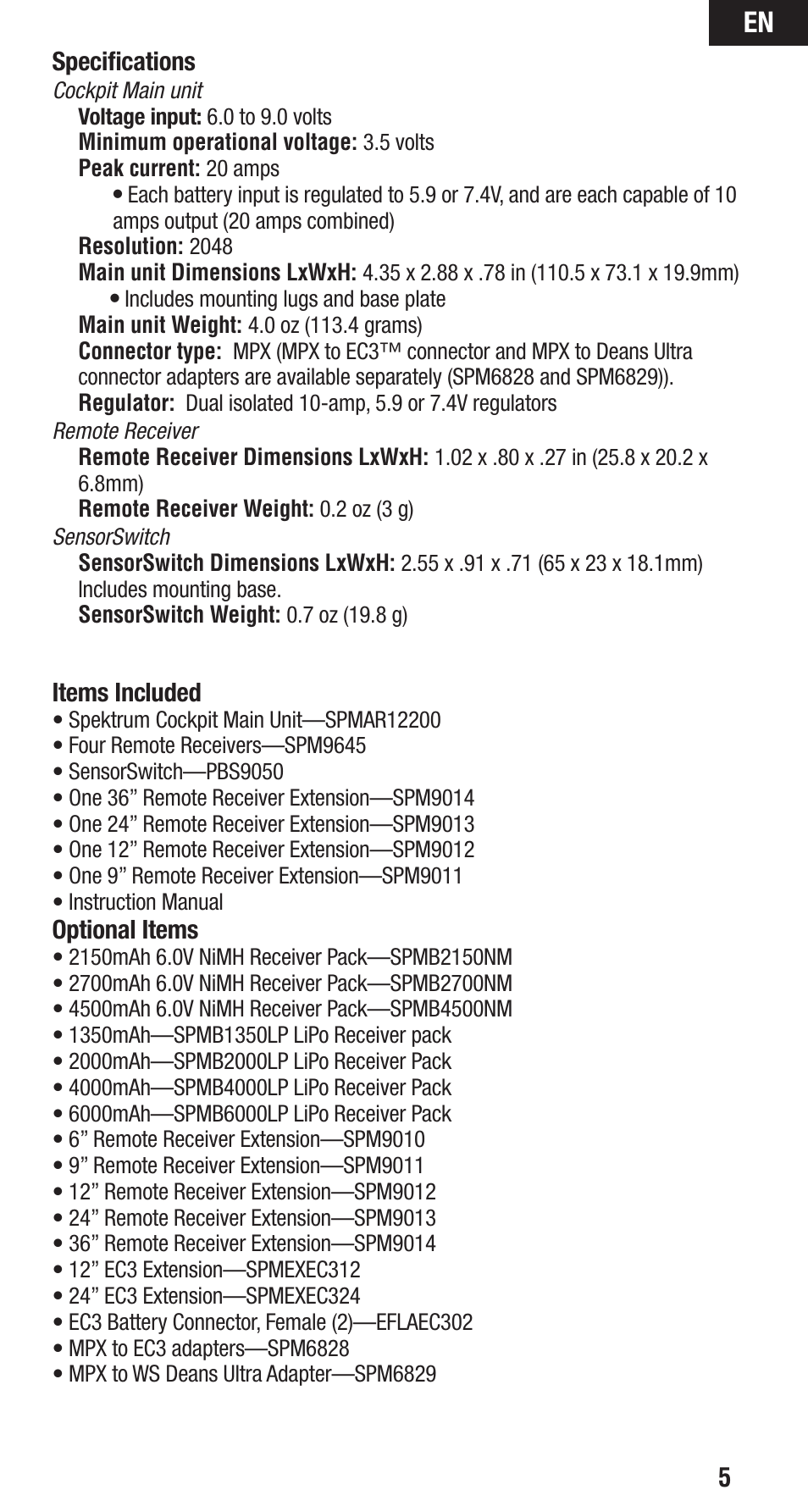 Spektrum SPMAR12200 User Manual | Page 5 / 25