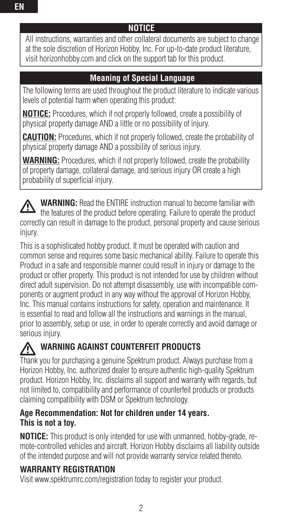 Spektrum SPMAR12120 User Manual | Page 2 / 92