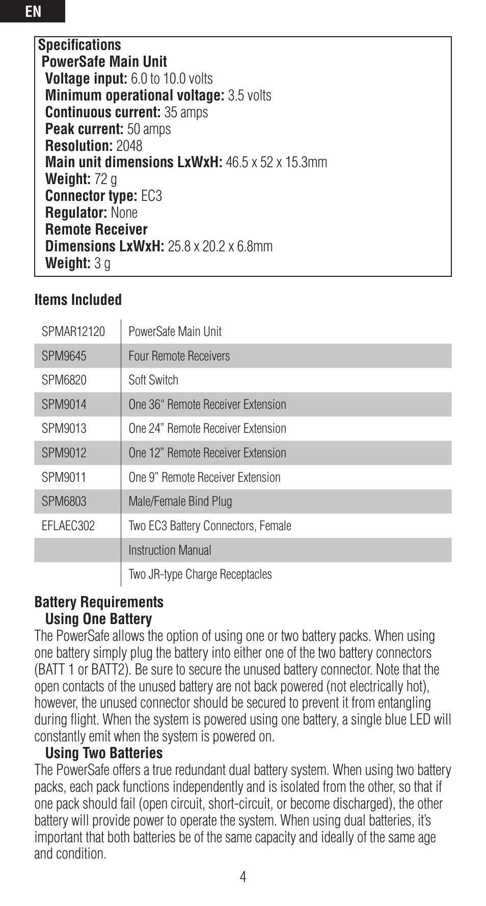 Spektrum SPMAR12120 User Manual | Page 4 / 92