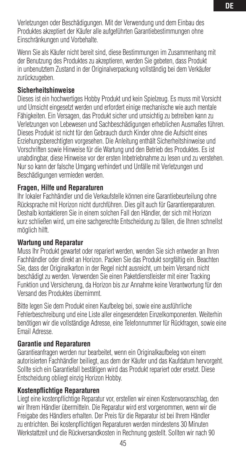 Spektrum SPMAR12120 User Manual | Page 45 / 92