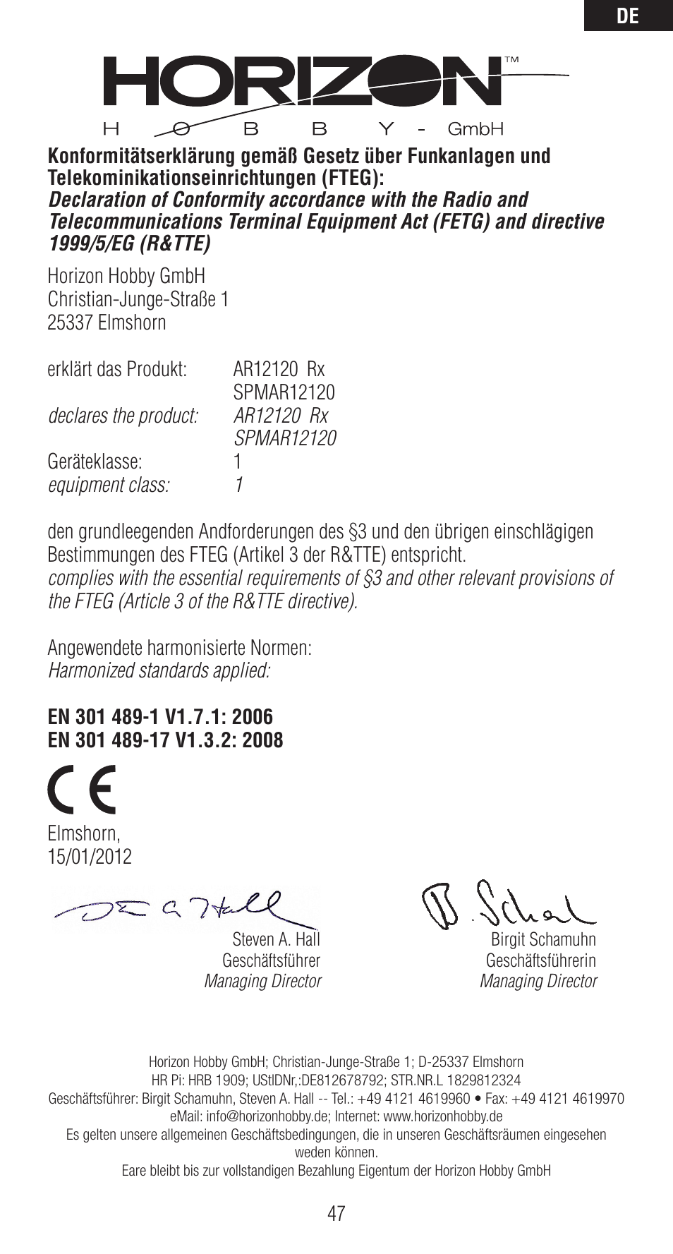 Spektrum SPMAR12120 User Manual | Page 47 / 92
