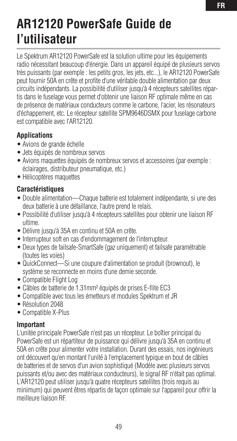 Spektrum SPMAR12120 User Manual | Page 49 / 92
