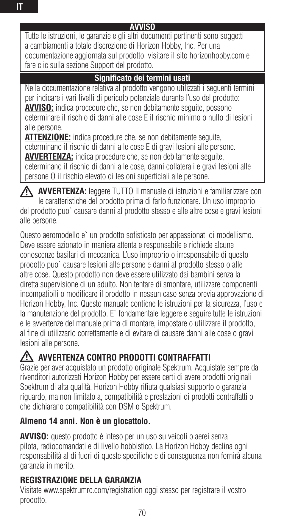 Spektrum SPMAR12120 User Manual | Page 70 / 92