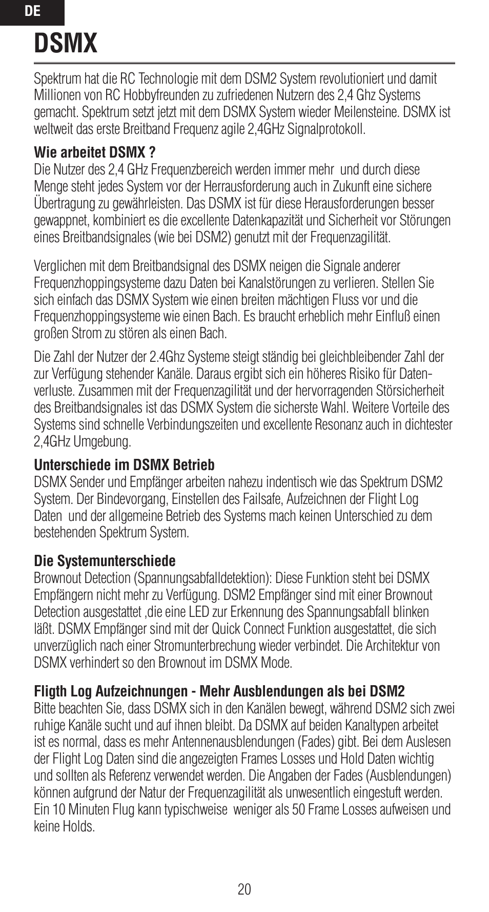 Dsmx | Spektrum SPMAR12020 User Manual | Page 20 / 72