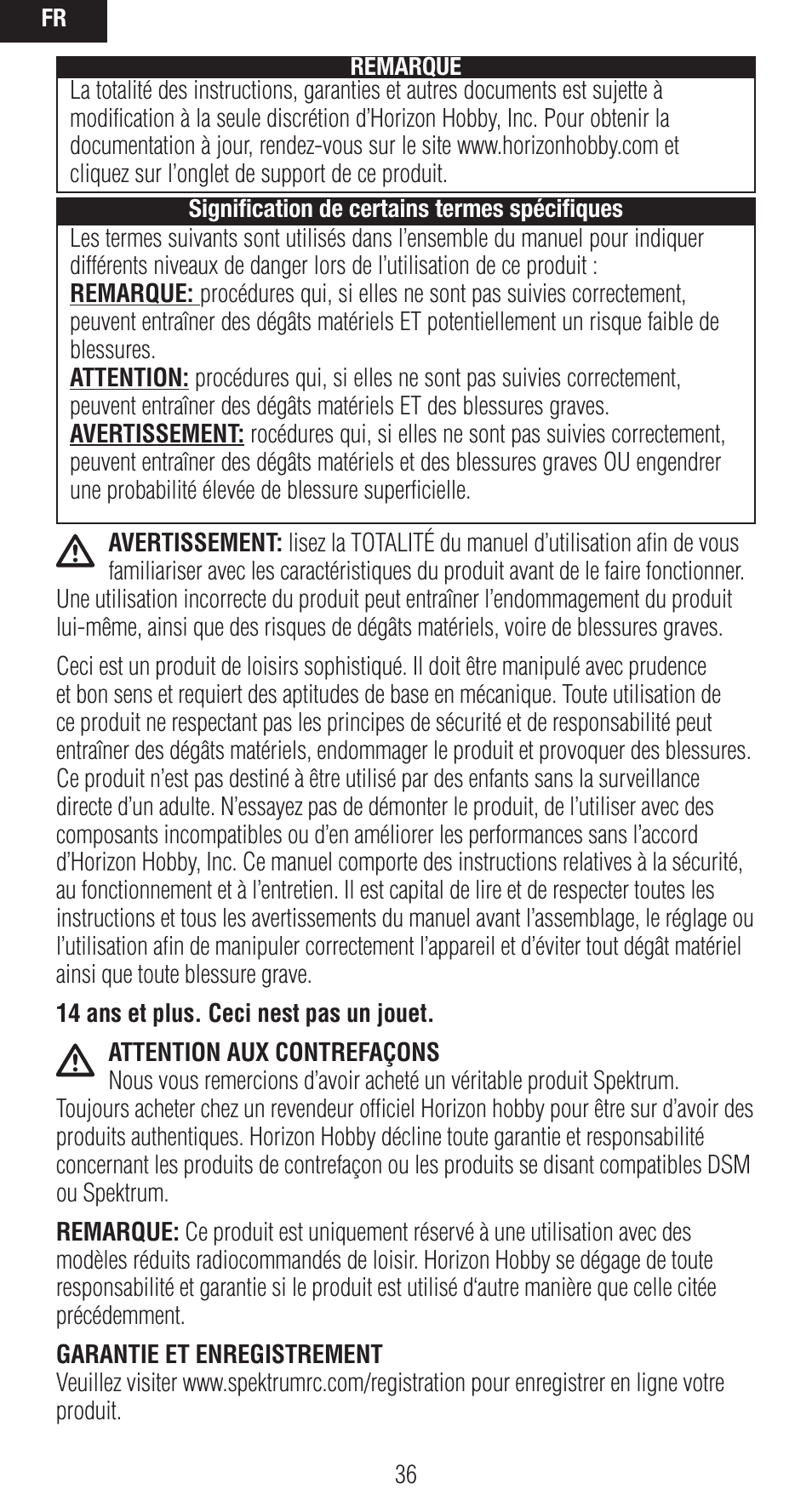 Spektrum SPMAR12020 User Manual | Page 36 / 72