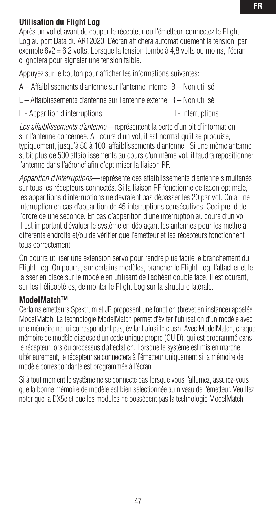 Spektrum SPMAR12020 User Manual | Page 47 / 72
