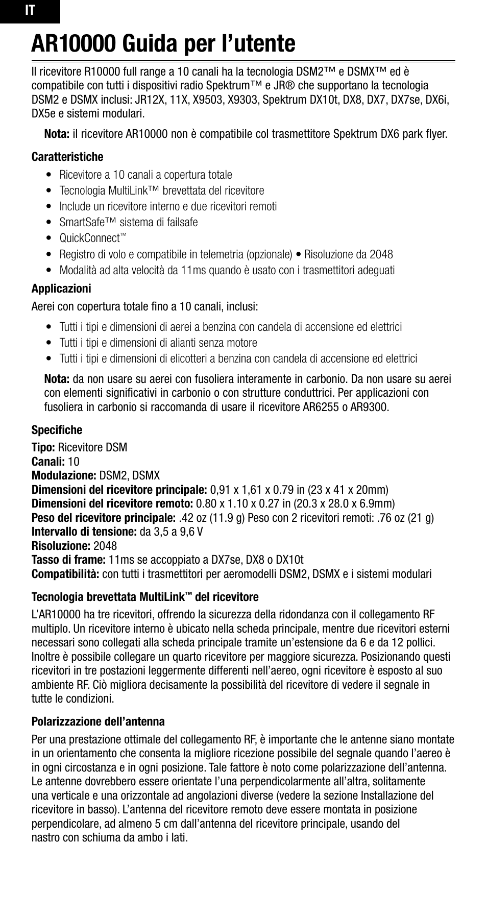 Spektrum SPMAR10000 User Manual | Page 50 / 60