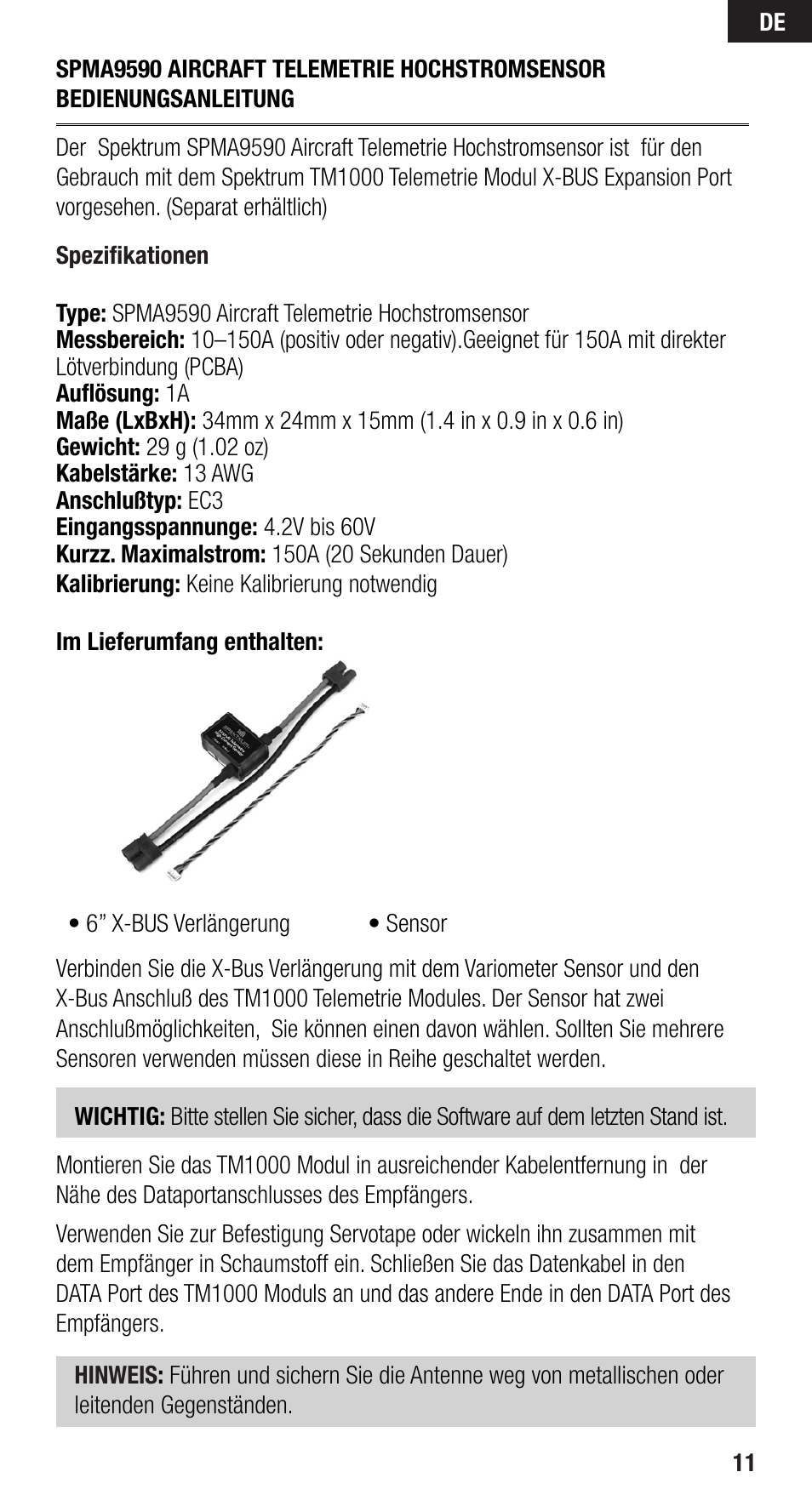 Spektrum SPMA9590 User Manual | Page 11 / 32