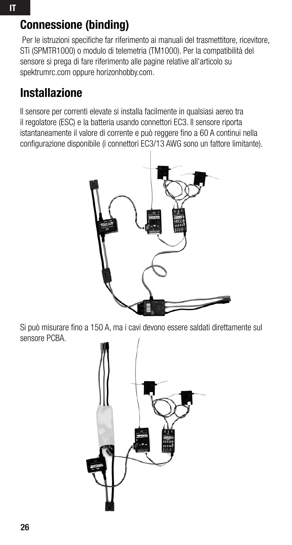 Connessione (binding), Installazione | Spektrum SPMA9590 User Manual | Page 26 / 32