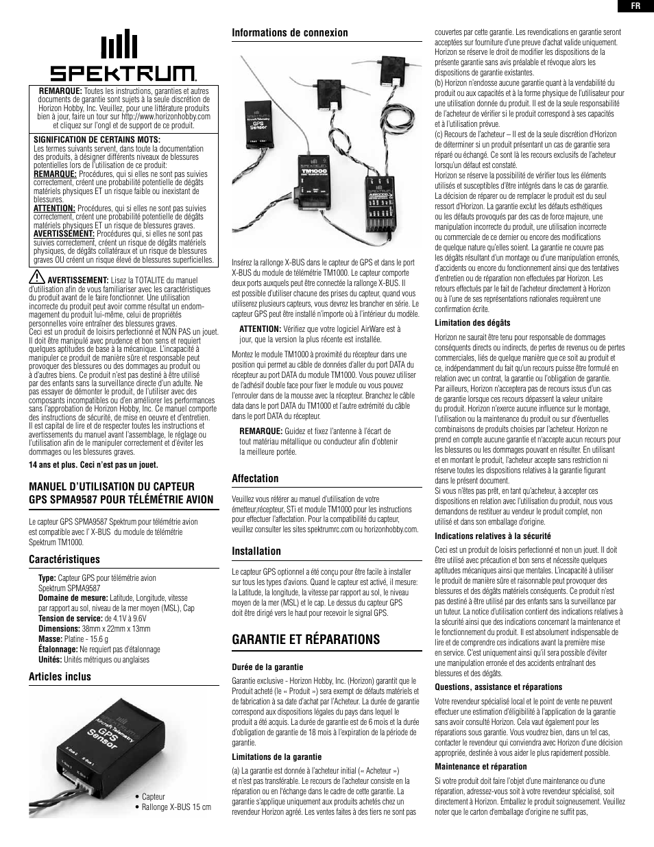 Garantie et réparations | Spektrum SPMA9587 User Manual | Page 5 / 8