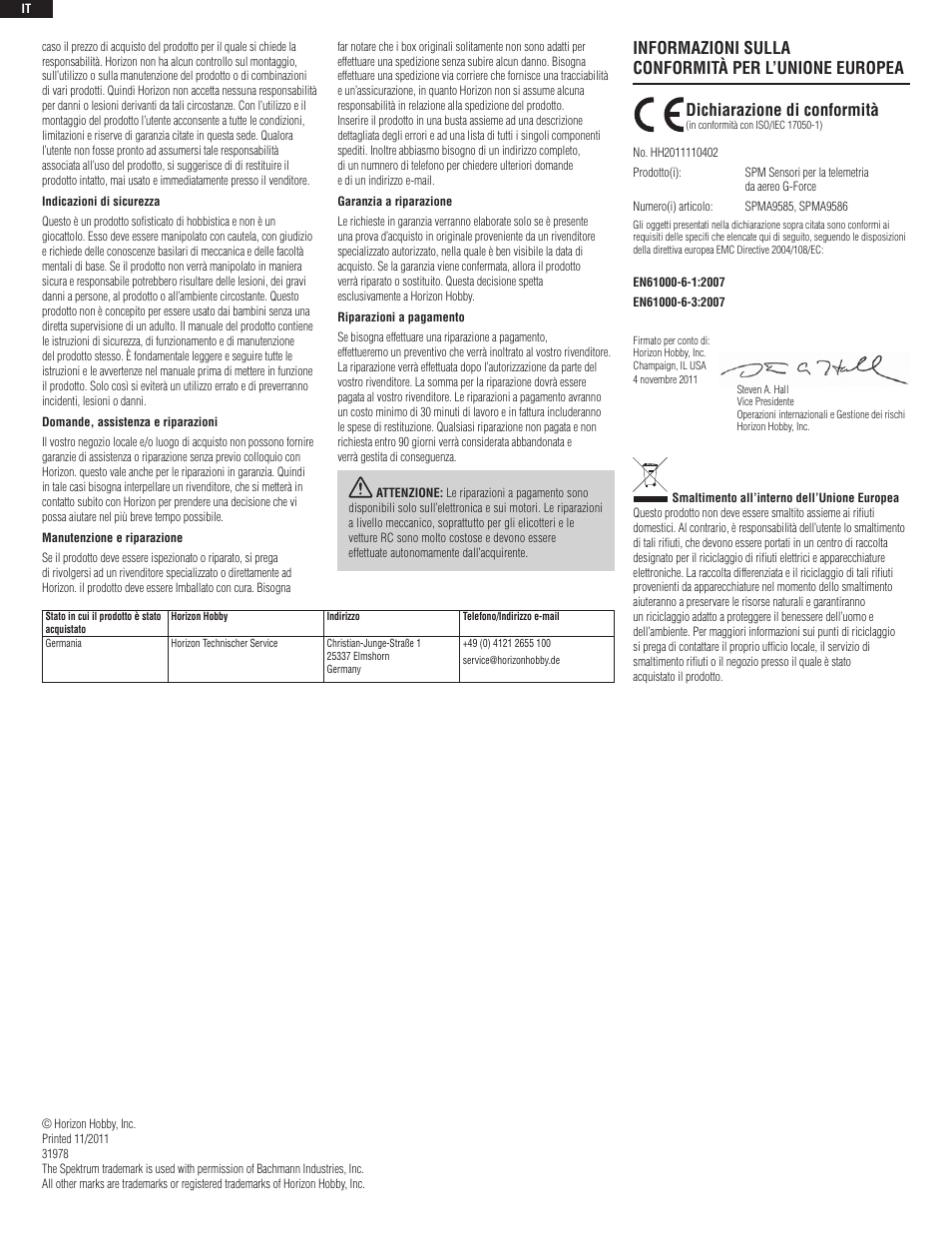 Spektrum SPMA9585 User Manual | Page 8 / 8