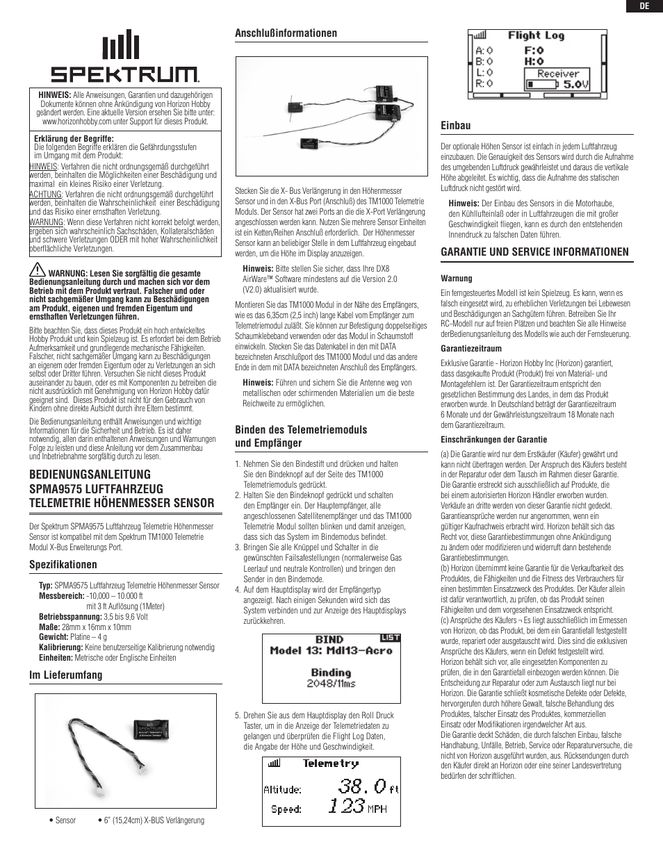 Spektrum SPMA9575 User Manual | Page 3 / 8