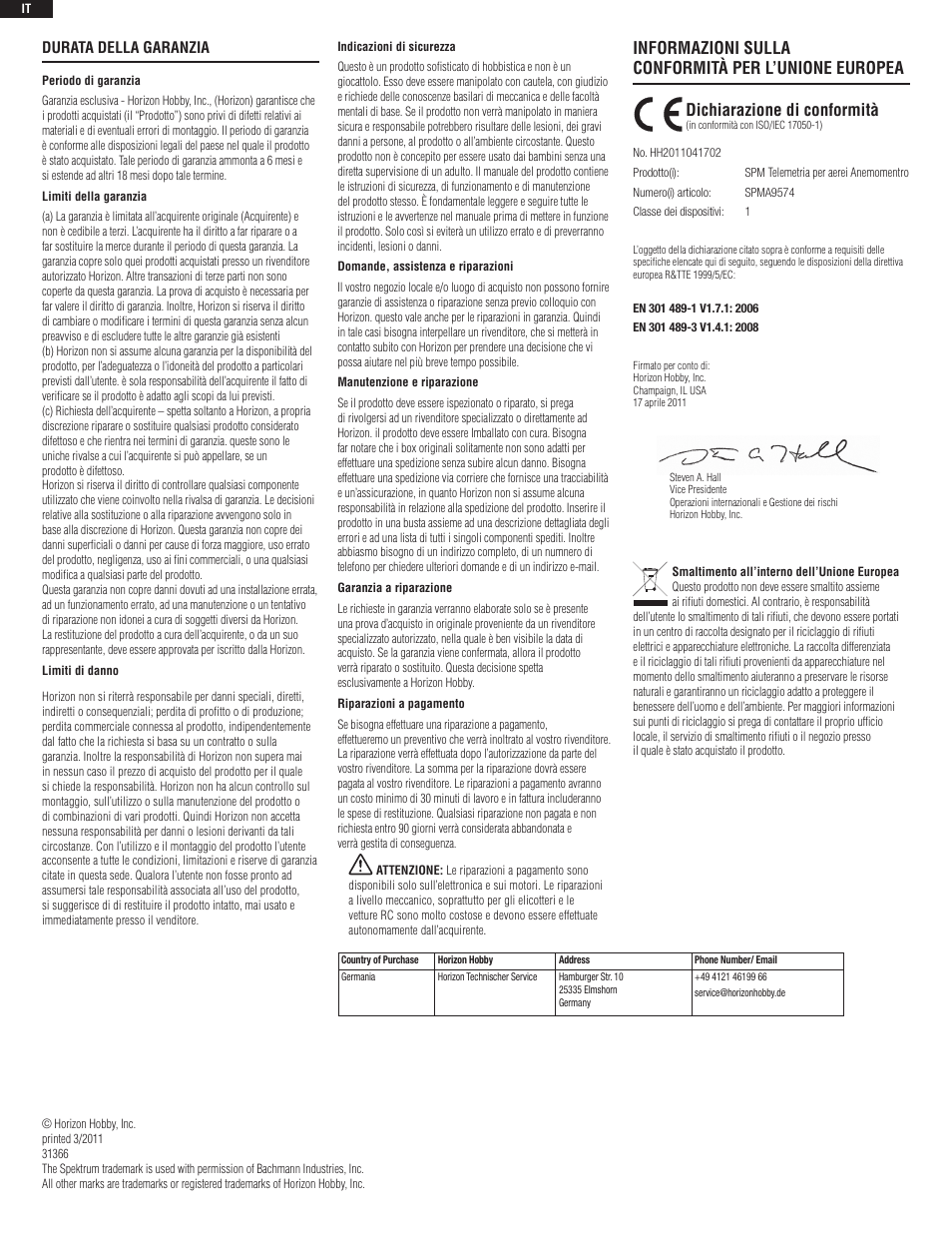 Spektrum SPMA9574 User Manual | Page 8 / 8