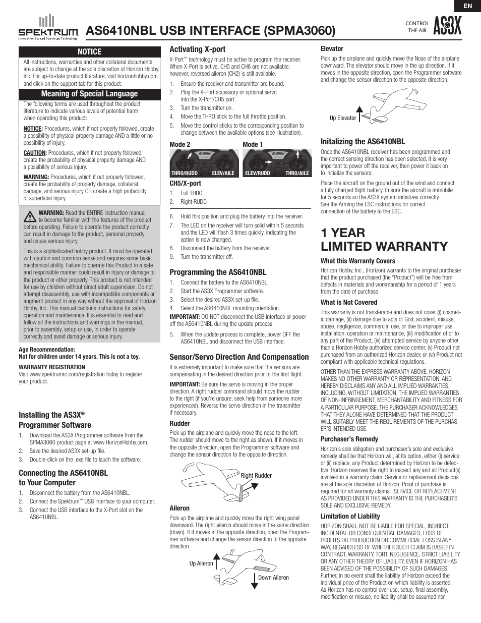 Spektrum SPMA3060 User Manual | 8 pages