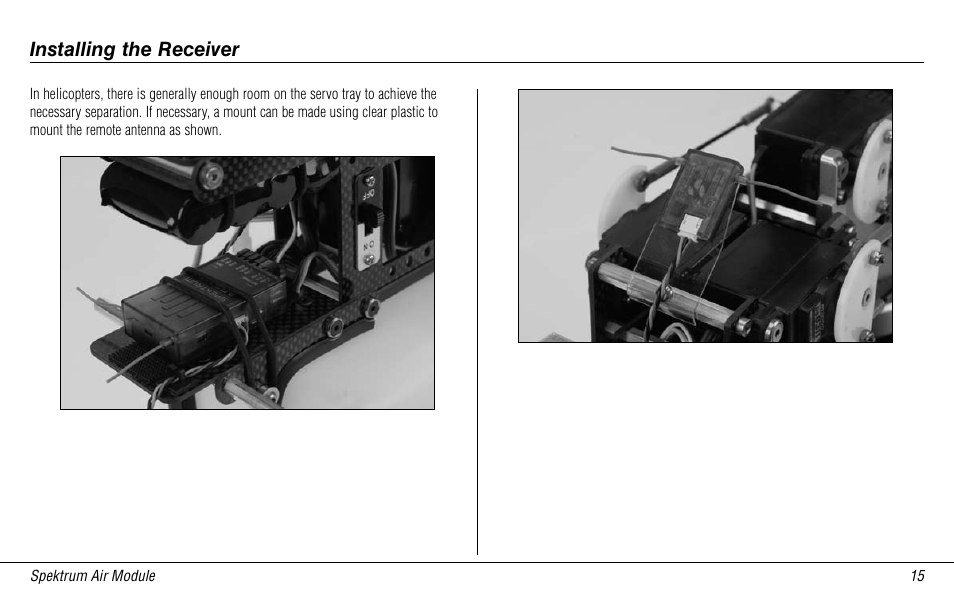 Installing the receiver | Spektrum SPMMSJR9 User Manual | Page 15 / 32