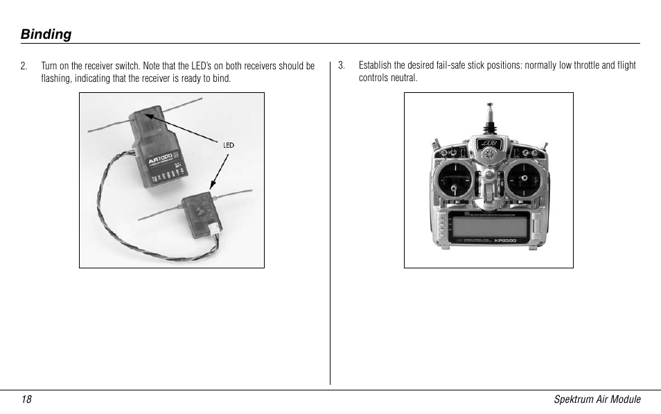 Binding | Spektrum SPMMSJR9 User Manual | Page 18 / 32