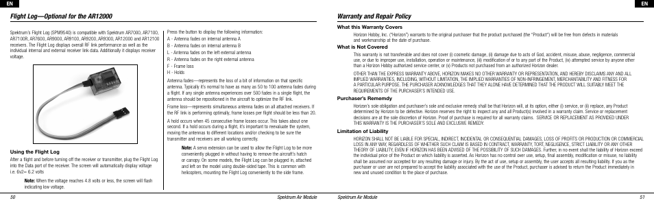 Warranty and repair policy | Spektrum SPMMS3132 User Manual | Page 13 / 16