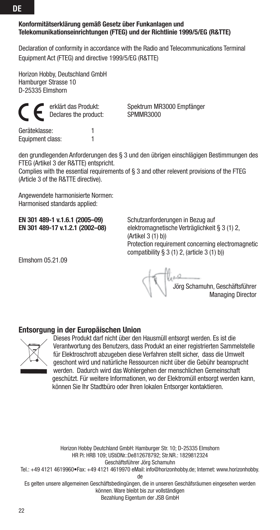 Spektrum SPMMR3000 User Manual | Page 22 / 44