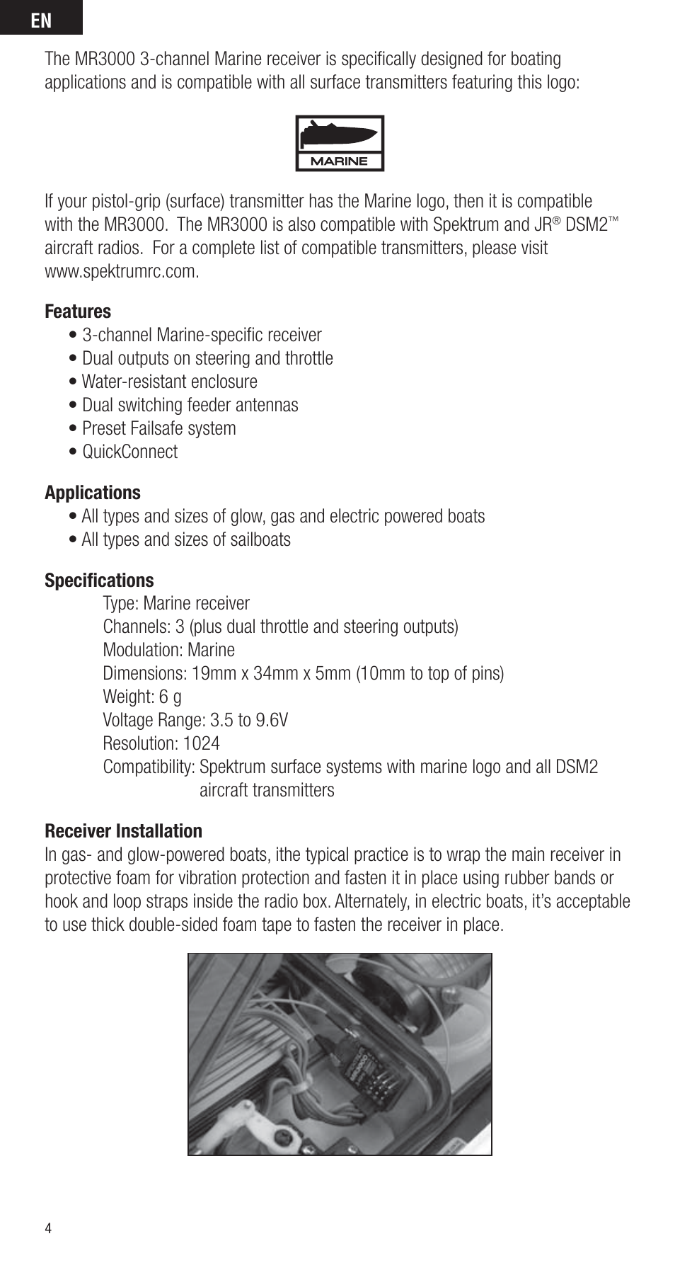 Spektrum SPMMR3000 User Manual | Page 4 / 44