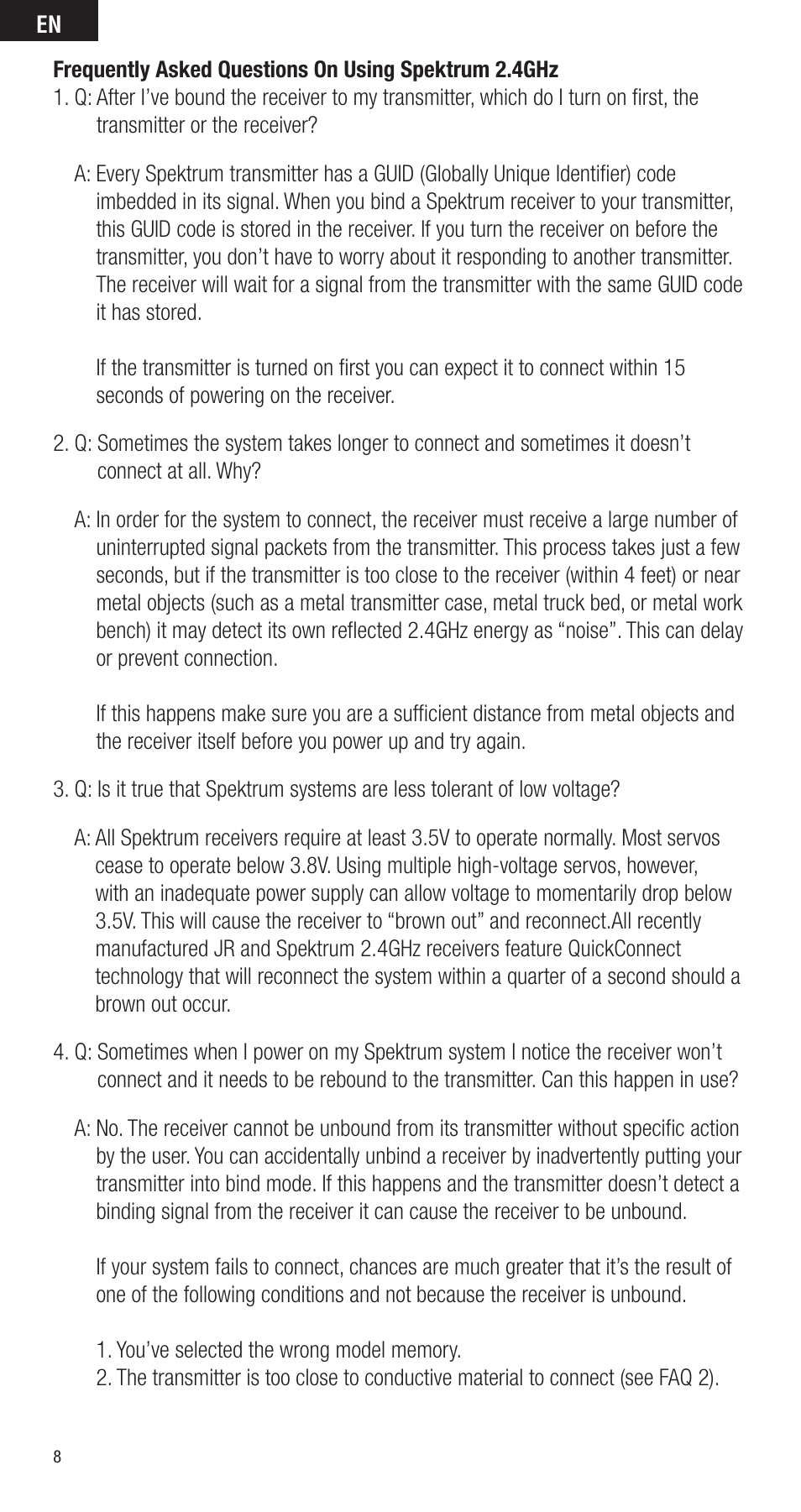 Spektrum SPMMR3000 User Manual | Page 8 / 44