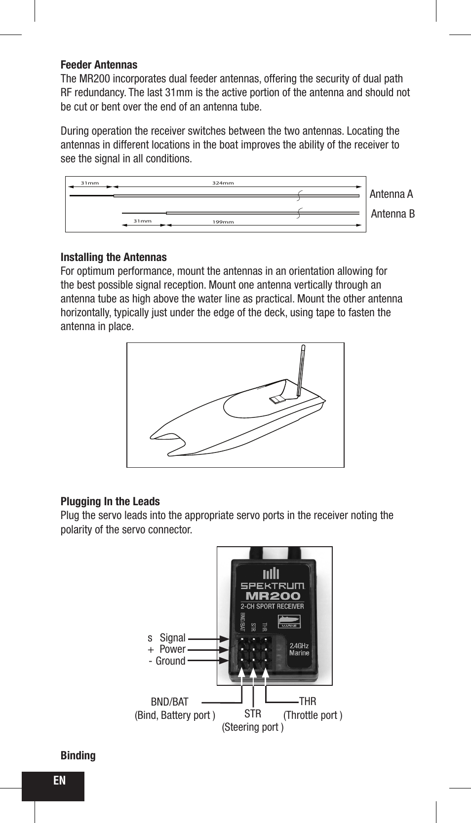 Binding | Spektrum SPMMR200 User Manual | Page 4 / 48