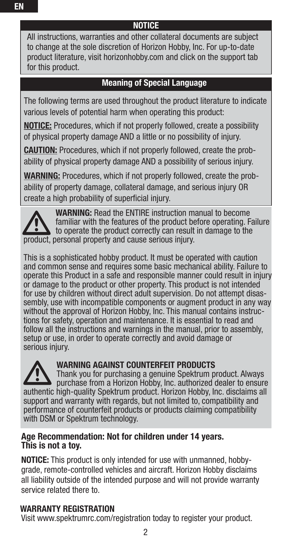Spektrum SPMAS6410NBL User Manual | Page 2 / 16
