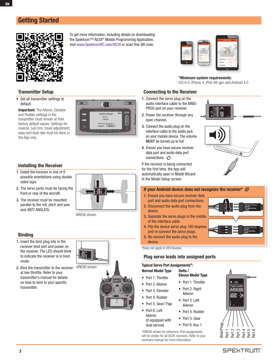 Getting started | Spektrum SPMAR6335 AS3X_Programmer User Manual | Page 2 / 10