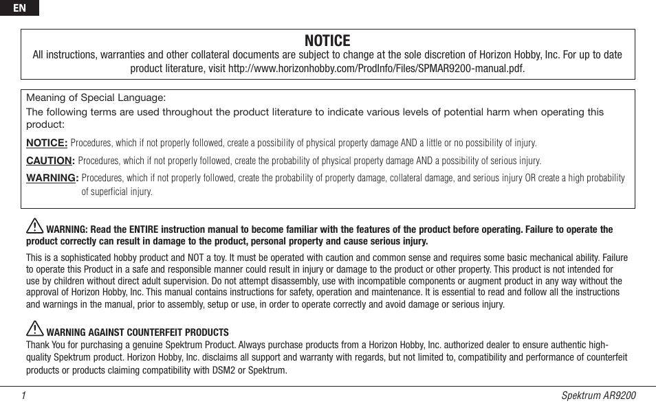 Spektrum SPMAR9200 User Manual | 92 pages