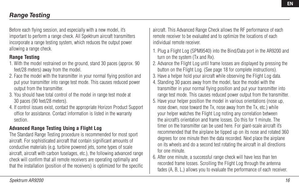 Spektrum SPMAR9200 User Manual | Page 16 / 92